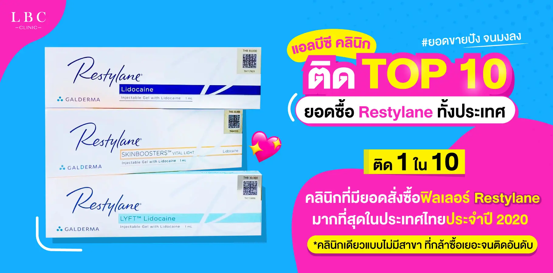 LBC Clinic ติด Top 10 ยอดซื้อ Restylane ทั้งประเทศ
